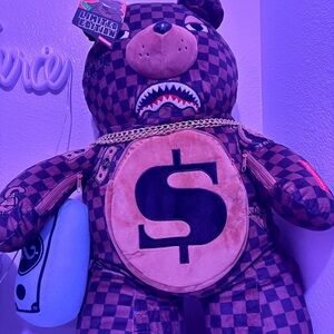 Sprayground Checkered Bear Plush with Gold Chain / Limited Edition